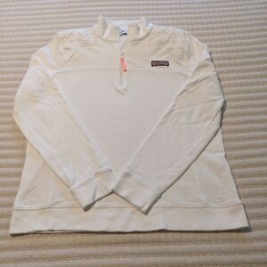 Vineyard Vines Women's Quarter Zip Sweatshirt, White, Size Large